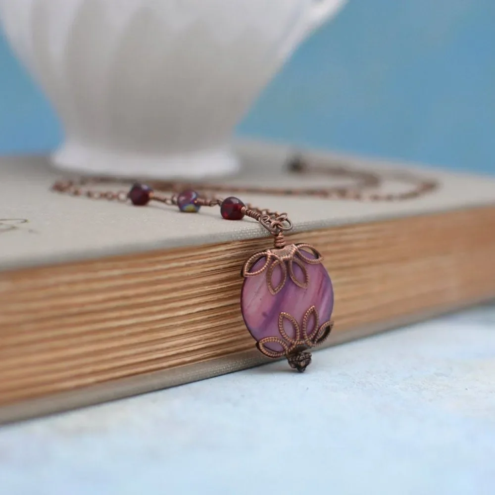 Purple Shell Necklace  Handmade Necklace